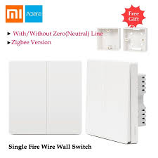 Free Ship Xiaomi Aqara Zigbee Wall Switch Single Fire Wire Work Without Zero Line App Wireless Remote Control Smart Home Light Switc Zigbee Smart Home Xiaomi
