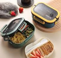 1200ml 2-Layer Sealed Bento Lunch Box with Fork and Spoon, Microwavable  Food Containers for Students and Office Workers, Fresh-Keeping Plastic