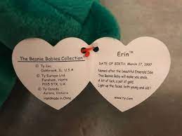 Ultra Rare Error Ty Beanie Baby Erin Beanie Baby Collection Ultra Rare Rare Error Retired Beanie Babies Beanie Buddies Etc K Bid