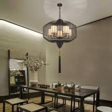 Lantern Dining Room Ceiling Pendant Traditional Metal 5 Heads Black Chandelier Light Fixture With White Fabric Shade Beautifulhalo Com
