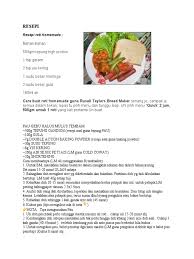 Anda harus mengikuti resep dengan benar. Resepi Pelbagai Roti Guna Breadmaker Russel Aylor