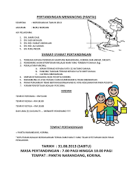 Kertas kerja ini disediakan untuk member maklumat persiapan kepada jabatan dan pasukan yang akan mengambil bahagian dalam kejohanan ini serta mendapatkan kelulusan daripada ahli jawatankuasa mala. Pertandingan Memancing