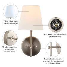 How big should a lamp shade be for a chandelier? Coz 1light Wall Sconce Lighting With White Fabric Shade Wall Mount Lamp In Nickel Finish Wall Sco Wall Mounted Lamps Wall Sconce Lighting Sconce Light Fixtures