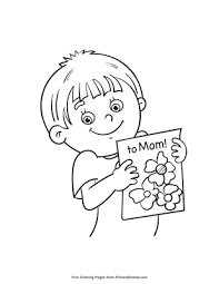 Mother's day is this sunday, which means. Boy With Mother S Day Card Coloring Page Free Printable Pdf From Primarygames