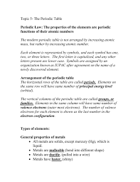 Electronic configuration of sodium atom: Topic 5 The Periodic Table