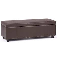 Best cambridge leather storage ottoman, brown overview. Simpli Home Kingsley Faux Leather Storage Bench In Chocolate Brown 3axcot 240 Cbr