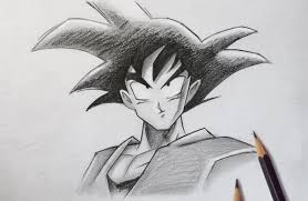 When drawing goku's head, first draw the shape of the head, a sphere that is slightly flattened on top and pointed on the bottom. Anime Drawings Goku