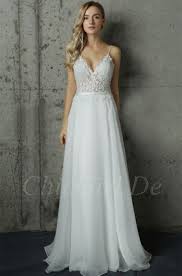 Der hingucker ist eindeutig der (abnehmbare) gürtel. Boho V Ausschnitt Spaghettitrager Brautkleid Spitze Chiffon Schlicht Mit Gurtel