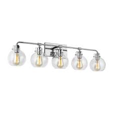 Led cabinet light 24 $ 40. Feiss Vs24405pn Txb Polished Nickel Textured Black Clara 5 Light 40 Wide Bathroom Vanity Light Lightingdirect Com