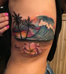 My Ohana Palm Tree Wave Tattoo Is Perfect Waves Tattoo Tattoos Cool Tattoos