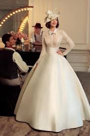 2016 Vintage Wedding Dress High Neck Long Sleeves Sheer Lace Bodice Sati Long Sleeve Ball Gown Wedding Dress Wedding Dresses Vintage 20s Long Sleeve Ball Gowns