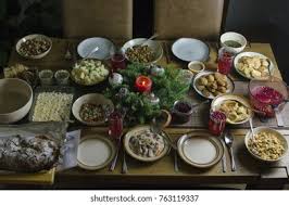 Traditional christmas eve dinner menu. Festive Christmas Eve Dinner Table Many Stock Photo Edit Now 763119337