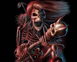 Skull Guitarist With Pentagram Wallpaper From Skulls Wallpapers Skull Wallpaper Skull Art Skull