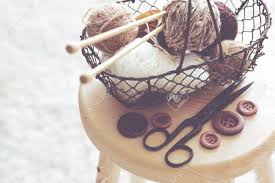 Maybe you would like to learn more about one of these? Vintage Knitting Needles Scissors And Yarn Inside Old Wire Basket On Wooden Stool Still Life Photo With Soft Focus Stock Photo Picture And Royalty Free Image Image 38774844