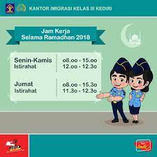 Jika dulunya kamu harus mengambil antrean dan menunggu lama di kantor imigrasi, sekarang kamu sudah bisa mengurus perpanjang paspor dengan lebih cepat. Jam Kerja Kantor Imigrasi Kelas Iii Kediri Selama Ramadhan 2018 Imigrasi Kediri