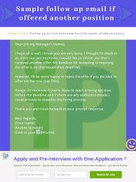 Sample Follow Up Email If Offered Another Position Local Jobs Job Posting Interview Answers