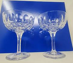 2 STUART CLIFTON PARK Clear Cut Crystal Wine Glasses w/Thumbprint 4 & 1/4  in $34.99