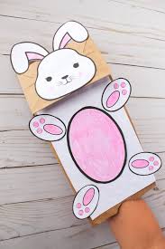 Print template and use as a pattern to cut out the bunny area with an xacto knife (you can prepare these ahead of time for your kids) now, with the bunny cut out, fold it over the card. Bunny Paper Bag Puppet With Free Printable Template Simply Bessy