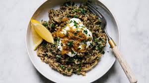 Brown Rice Mujadarra With Mixed Herbs Recipe Recipe Lentil Recipes Recipes Herb Recipes