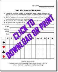If you have access to the internet, you can just search for printable yahtzee score sheets online. How To Have A Poker Run Amp Poker Run Sheets Cyclefish Com