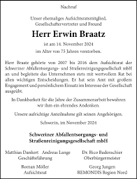 Traueranzeigen von Erwin Braatz