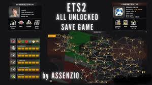 All Unlocked Save Game 1 2x Ets2 Euro Truck Simulator 2 Mods