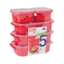 Decor Microsafe Containers 5 Pack Red Container Set Oblong Food Storage