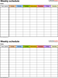 These work schedule templates excel also have reminder option which notifies you in advance. Free Weekly Schedules For Pdf 18 Templates