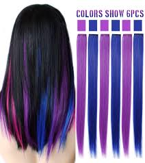 Galaxy dye is a unique mix of blue and purple hair meant to resemble the starry night sky. Buy Biniha Purple Blue Purple Blue Hair Extensions Colored Party Highlights Straight Hair Extension Clip In On For Amercian Girls And Dolls Kids Costume Wig Pieces 6 Pcs Online At Low Prices In