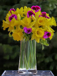5 out of 5 stars. Hd Wallpaper Bouquet Daffodils Osterglocken Yellow Flower Purple Vase Wallpaper Flare