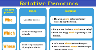 Relative Pronoun Definition List And Examples Of Relative Pronouns 7 E S L Relative Pronouns Grammar Learn French