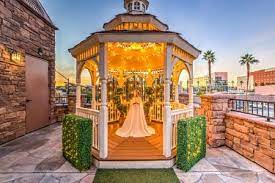 The Terrace Gazebo Twinkle Lit Outdoor Las Vegas Wedding Las Vegas Wedding Chapel Chapel Wedding