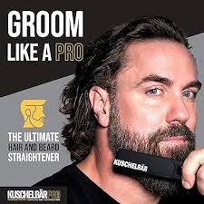 Buy Kuschelbär Pro Heated Beard Straightener Brush From Masc By Jeff  Chastain-Arched Comb For Styling Options, Extra Long Fixed Cord 3D Plate  Design 3 Temperature Settings Auto Turn Off Multicolor Online at