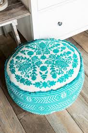 Turquoise Embroidered Floor Pouf Francesca S Floor Pouf Turquoise Decor Decor