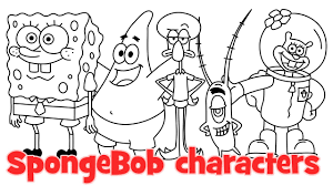 How To Draw Spongebob Characters - Patrick, Squarepants, Squidward,  Plankton, Mr Krabs, Sandra, Gary - Youtube