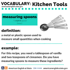 Vocabulary Kitchen Tools Measuring Spoons
