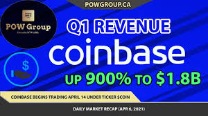 Coinbase is looking to become the first major u.s. Coinbase Q1 Revenue Jumps 900 To 1 8b Coin Begins Trading Apr 14 Stock Market Review Apr 6th Youtube