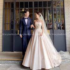 Fall in love with a look that's true to your singular style with modcloth's stunning collection of beautiful wedding dresses! Elegant Strapless Princess Ball Gown Wedding Dress Pleats Blush Pink Satin Korea Bridal Gowns Sweep Train Vestido De Novia Wedding Dresses Aliexpress