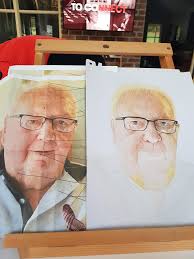 Edit- I've added pic of my paint swatches where I wrote how I mixed them  and numbered the ones I decided were best matches. My latest painting of my  Dad that I