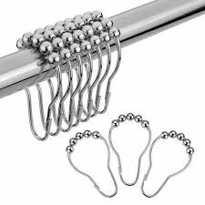 Double sided shower curtain hooks. Shower Curtain Hooks Rings Rust Resistant Shower Rods Roller Glide Bathroom Decorative Double Sided Curtain Rings Hooks Set Of 12 Hooks Gold Bathroom Hardware Installation Bathroom Fixtures Urbytus Com