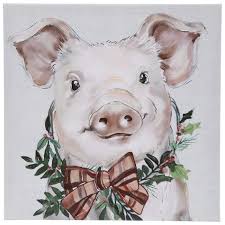 Christmas Pig Canvas Wall Decor Hobby Lobby 5383641 Canvas Wall Decor Wall Canvas Pig Wall Art
