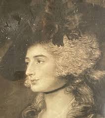 19th Century Quality Black And White Lithograph Print Of a Portrait of Mrs  Siddons after the original by Thomas Gainsborough
