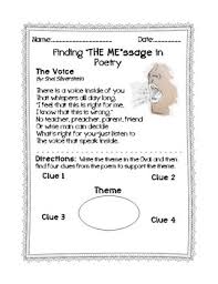 Finding Theme In Poetry The Voice Shel Silverstein Poetry Reading Strategies Teaching Writing Teaching Themes