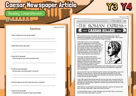 Check spelling or type a new query. Year 3 4 Reading Comprehension Pack Newspaper Article Caesar Killed Grammarsaurus