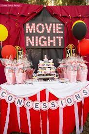 Our movie party decorations highlight images of film reels, clapboards, director megaphones, popcorn, and ticket stubs. Movie Party Decorations Printables Red Vintage Movie Night Party Package Party Su In 2021 Movie Night Party Decorations Movie Night Birthday Party Movie Themed Party