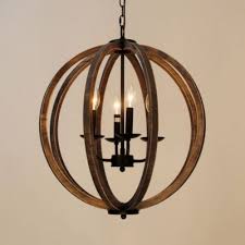 Rustic Style Globe Shade Hanging Light Metal And Wood 4 Lights Black Chandelier For Dining Room Bedroom Takeluckhome Com