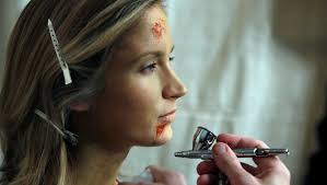 Zombie transformation by make-up artist for 'The Walking Dead'