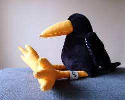 Black Crow Plush Birdie Cuddly Raven Plush Toy Yellow Or Etsy In 2021 Black Crow Crow Cuddly