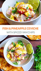 Fish Ceviche With Pineapple Yam Chips Irena Macri Recipe In 2020 Ceviche Recipe White Fish Ceviche Recipe Ceviche Recipe Fish
