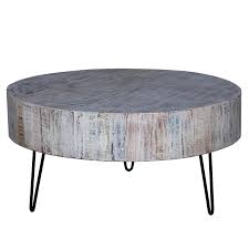 Round coffee table rustic vintage industrial design furniture sturdy metal frame legs sofa table cocktail table with storage open shelf for living room, easy assembly, gray brown. Bloomsbury Market Kalson Solid Wood 3 Legs Coffee Table Reviews Wayfair